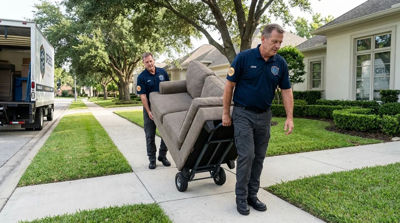 Local residential moving crew loading furniture in New Oxford, PA