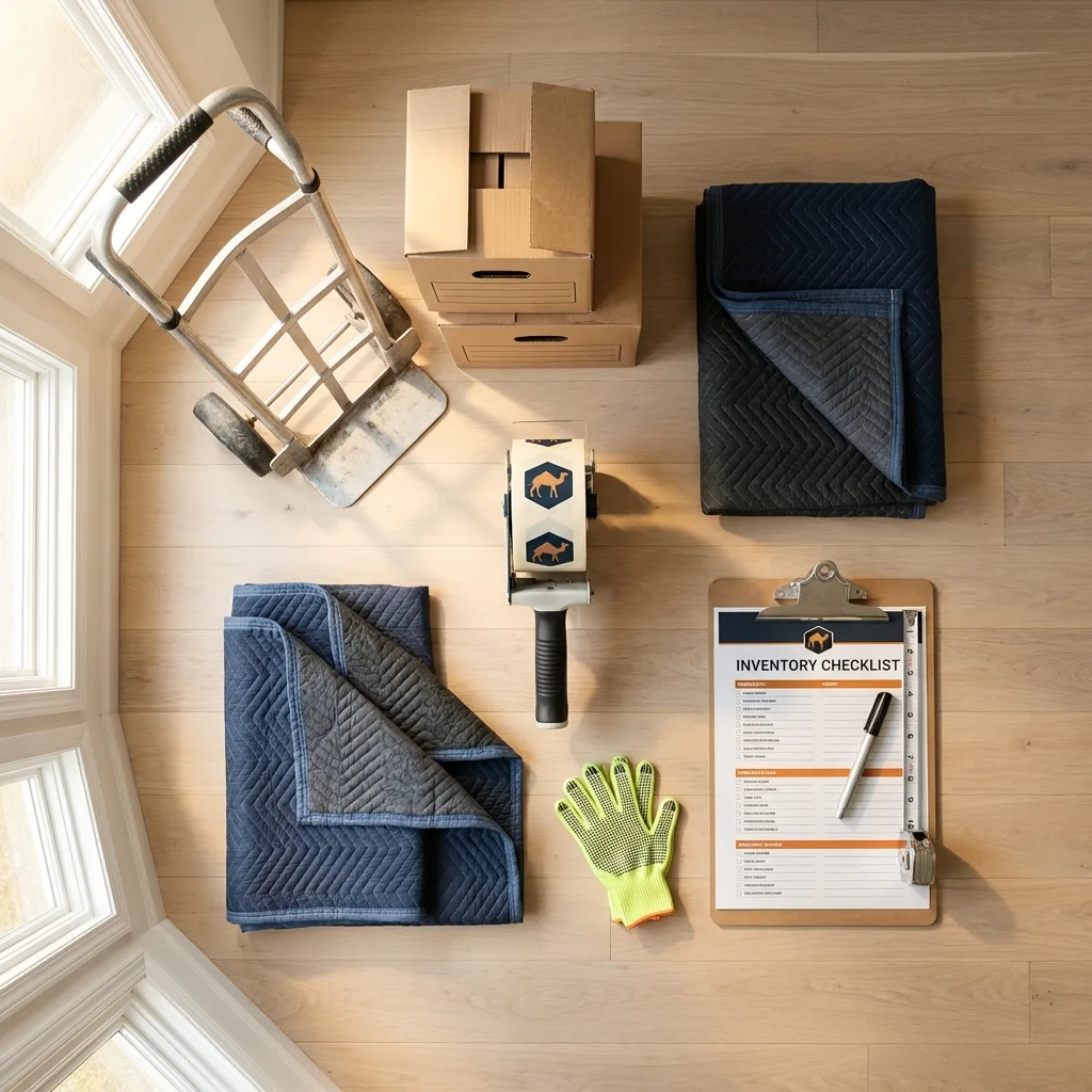 Professional moving supplies and packing materials layout for New Oxford residential relocations