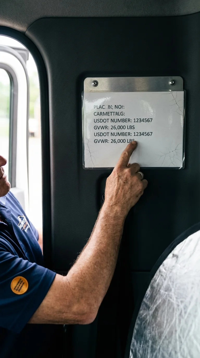 USDOT licensing placard verification in New Oxford